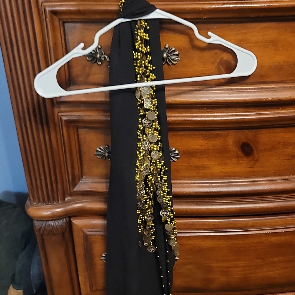 Black and Gold Embellished Scarf
